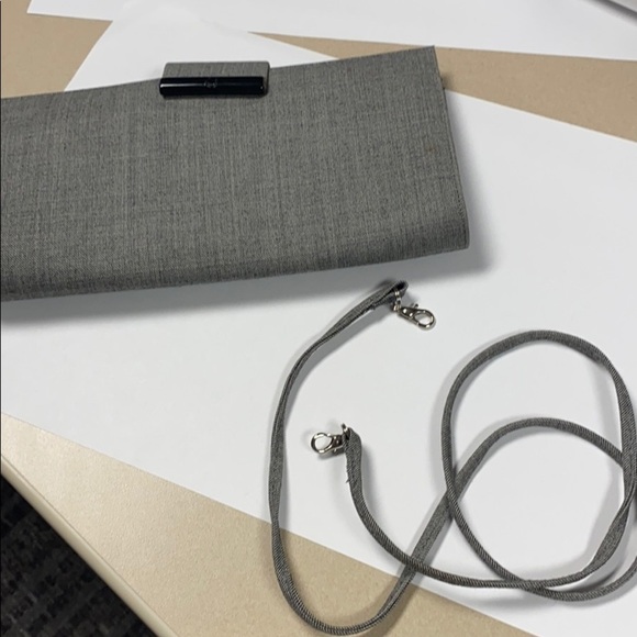 Charles Jourdan Gray Tweed Shoulder Clutch Bag - Picture 11 of 12